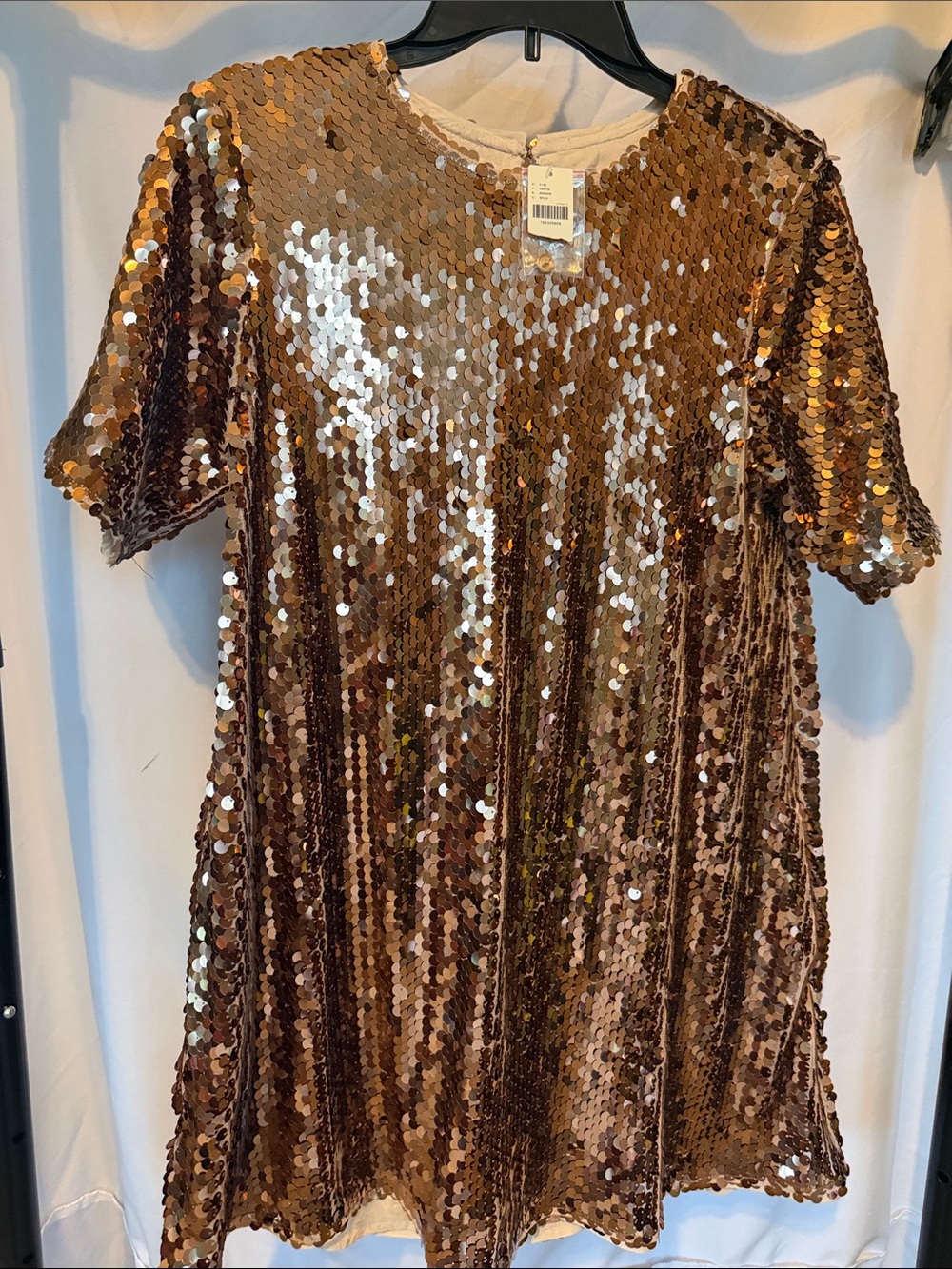 Maeve Rose Gold Sequin Mini Dress